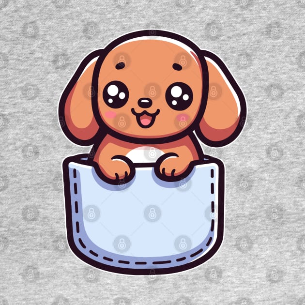 Dachshund Puppy in Pocket Kawaii Peeking Dog by Cuteness Klub